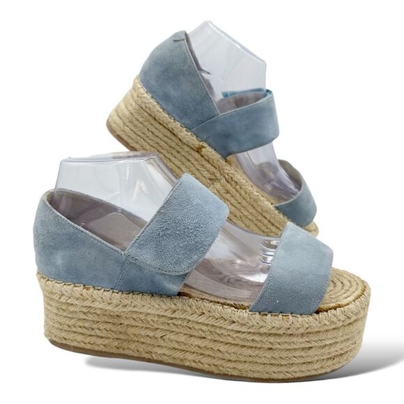Jeffrey‎ Campbell Light Blue Suede Espadrille Platform Wedge Sandal Size 9 - Picture 3 of 14